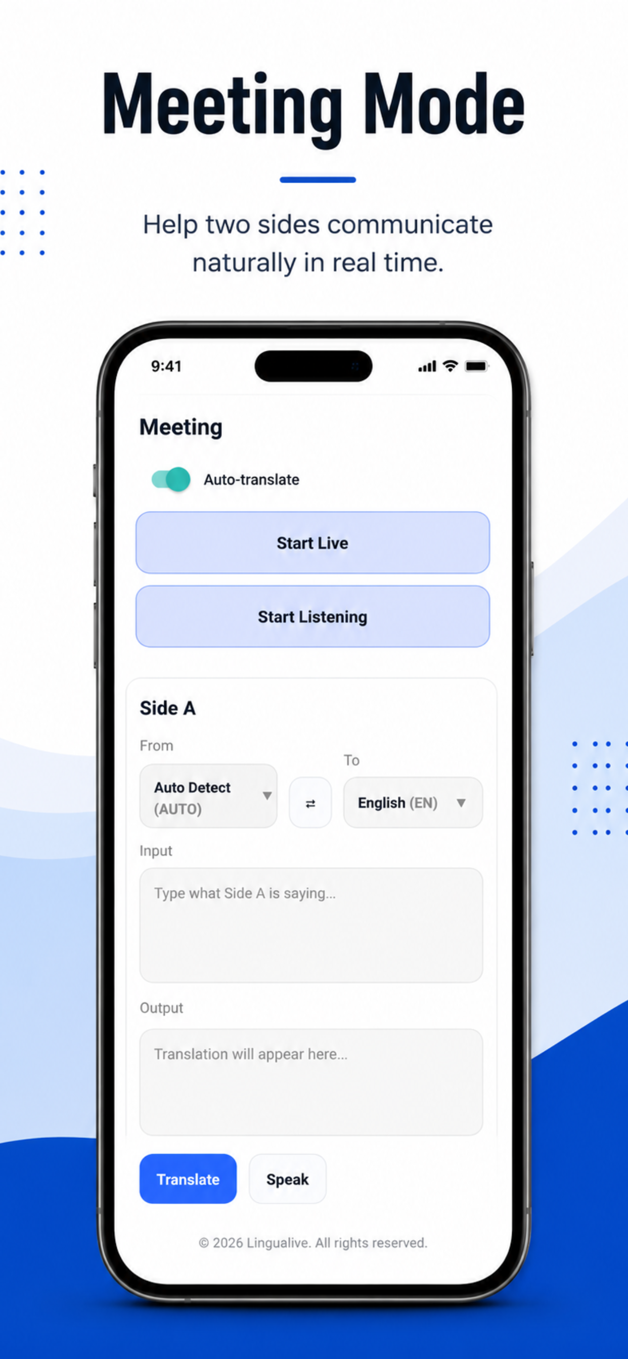 Lingualive Meeting Mode