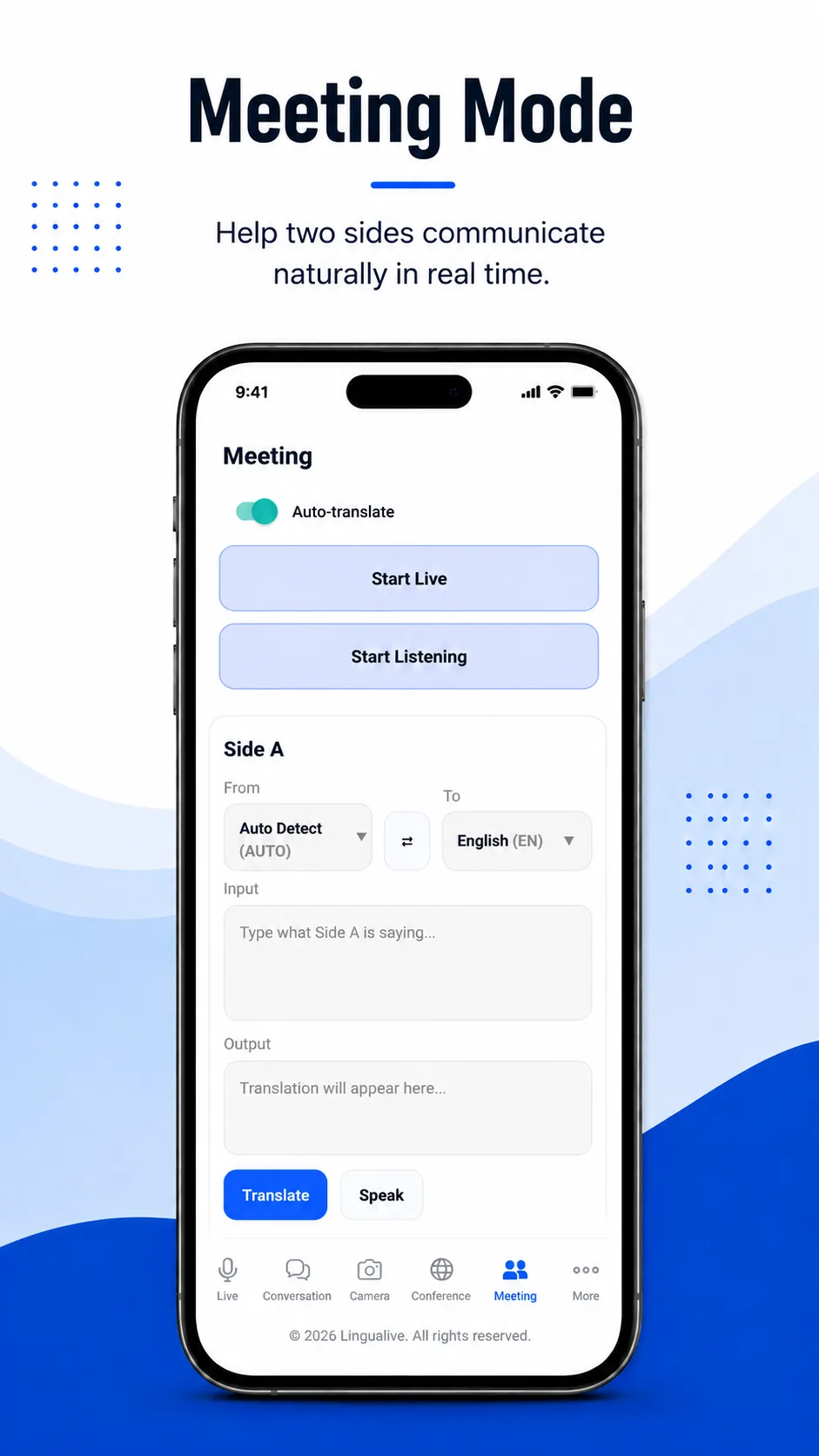 Lingualive Meeting Mode